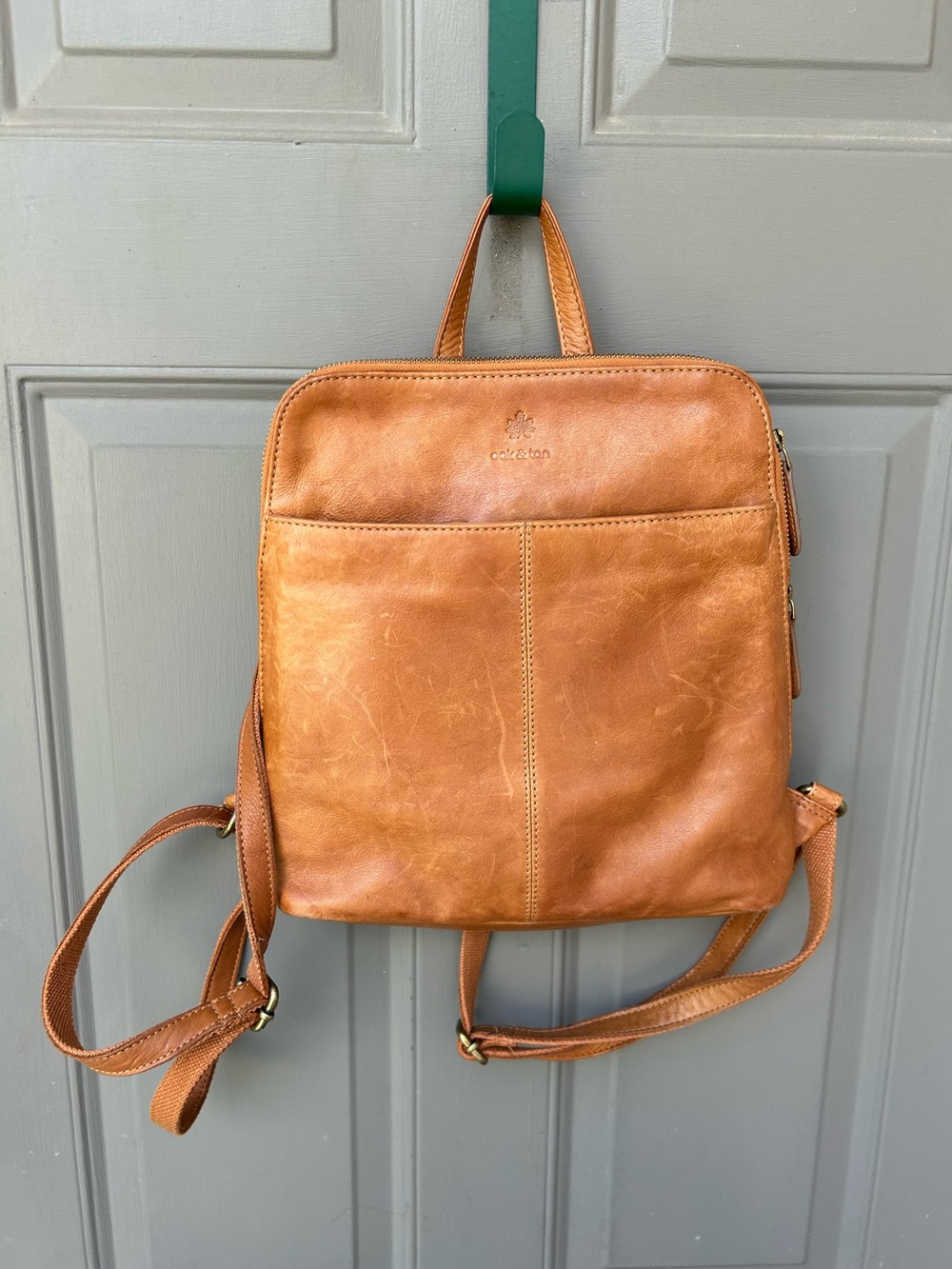 Oak & Tan Leather Backpack Purse